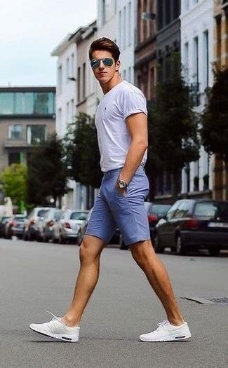 light blue shorts outfit mens